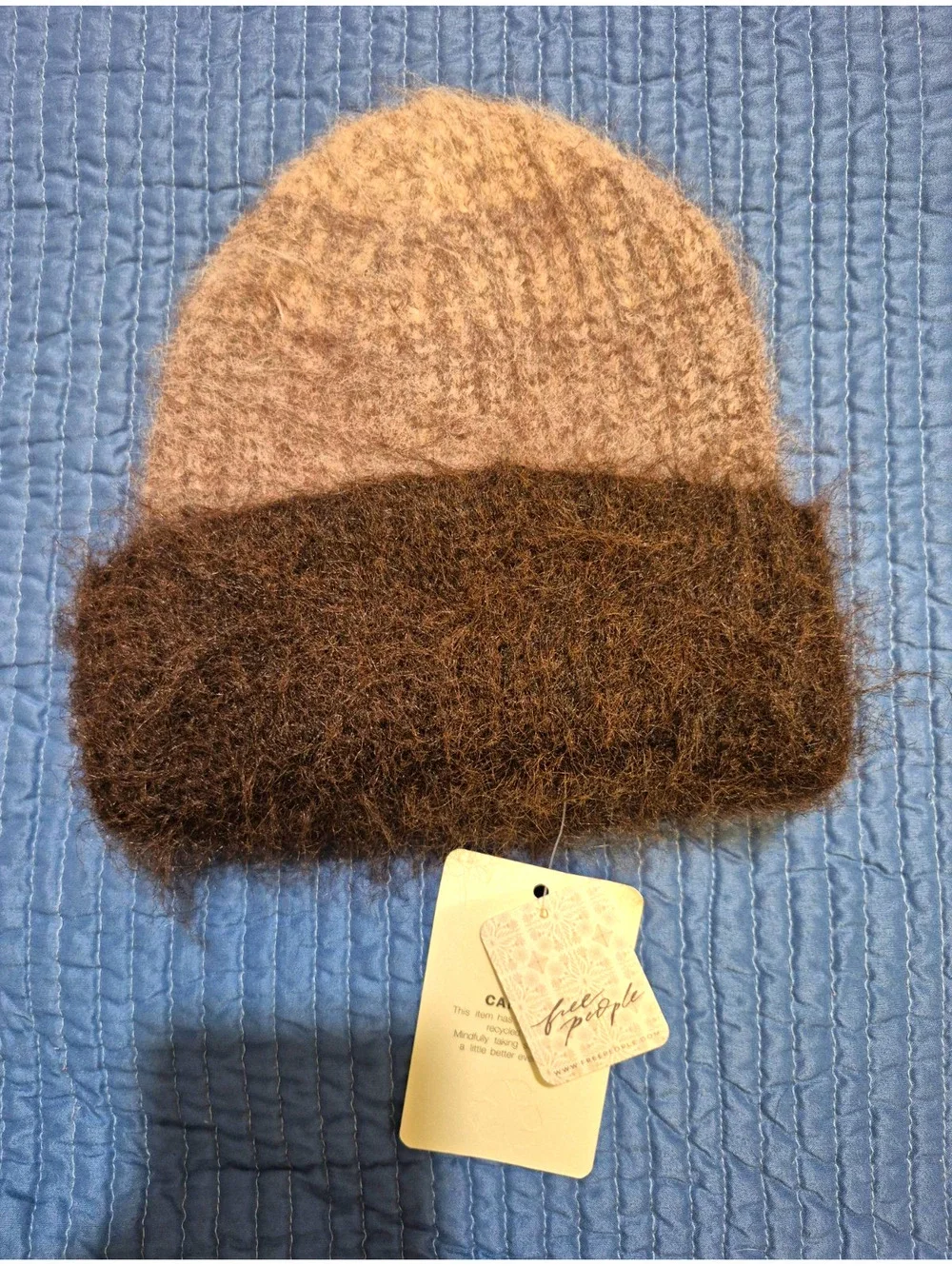 Free People Colorblock Beanie Brown/Beige One Size Women